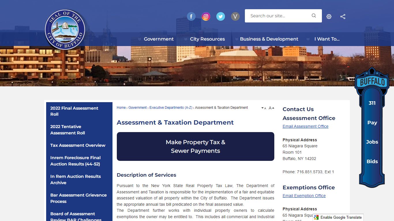 Assessment & Taxation Department | Buffalo, NY